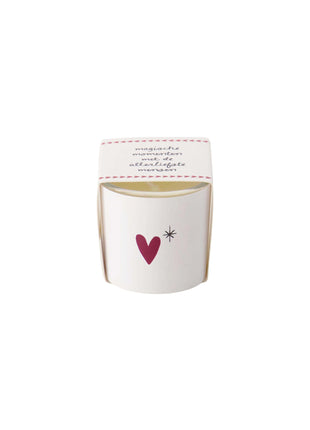 Scented candle in wrap heart white/red - white/red/gold