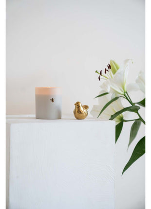 Geurkaars in doosje - Geniet momentje - bloem - zand/goud - Lifestyle - In huis - Kaarsen - In een pot