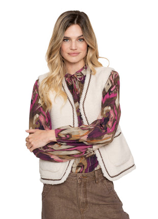 Gilet teddy embroidery 55541 Offwhite Kleding Blazers & vestjes