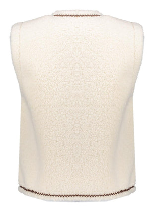 Gilet teddy embroidery 55541 Offwhite Kleding Blazers & vestjes