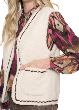 Gilet teddy embroidery 55541 Offwhite Kleding Blazers & vestjes