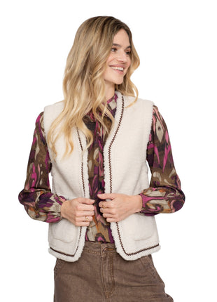 Gilet teddy embroidery 55541 Offwhite Kleding Blazers & vestjes