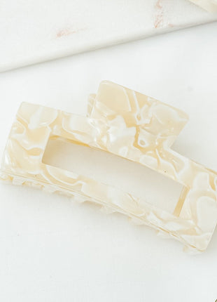 Maya - Marmer vierkante clip Marmer wit - Modeaccessoires - Haarspelden