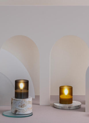 MM LED glass candle Hurricane Honey mustard 2-pack - Cadeau’s & Lifestyle - Woonkamer - Kandelaren & Waxinelichthouders