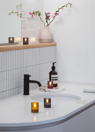 MM LED glass candle Hurricane Honey mustard 2-pack - Cadeau’s & Lifestyle - Woonkamer - Kandelaren & Waxinelichthouders