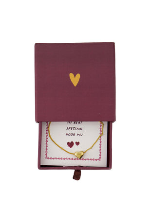 Armband hartje in schuifdoosje speciaal - rood
