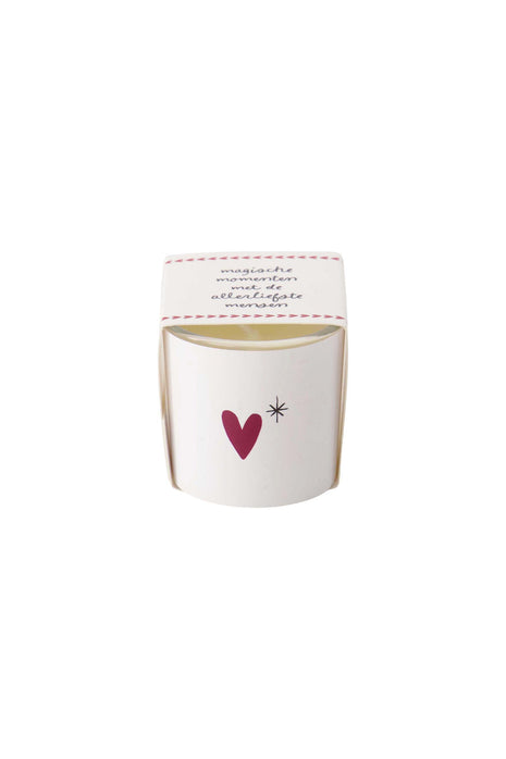 Scented candle in wrap heart white/red - white/red/gold