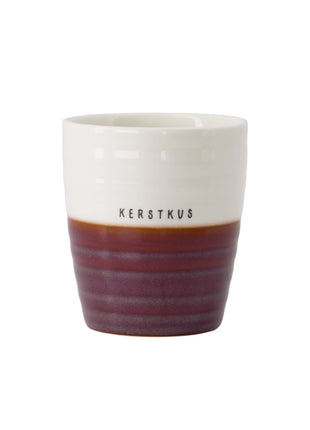 Koffiemok kerstkus wit/donkerrood - wit/donkerrood