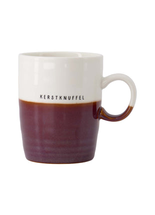 Theemok kerstknuffel wit/donkerrood - wit/donkerrood