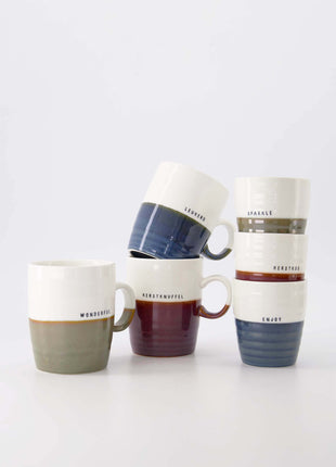 Mug à café blanc pailleté/vert foncé