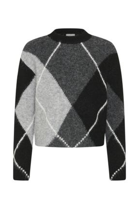 Trui - KAgrith - 10512015 - Grey Melange/Black Check