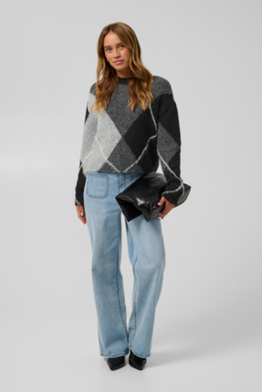 Trui - KAgrith - 10512015 - Grey Melange/Black Check