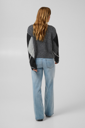 Trui - KAgrith - 10512015 - Grey Melange/Black Check