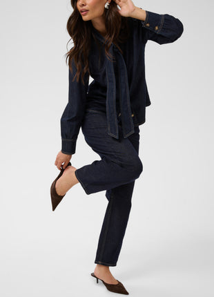 KAghita Barrel Jeans - 10512051 - Dark blue unwashed denim
