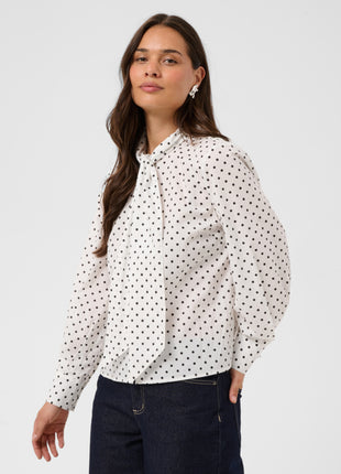 Blouse - KAmilly - 10512133 - White W. Black Dot