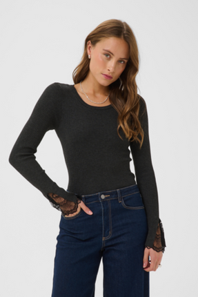 Top - KAamalia - 10512522 - Dark Grey Melange