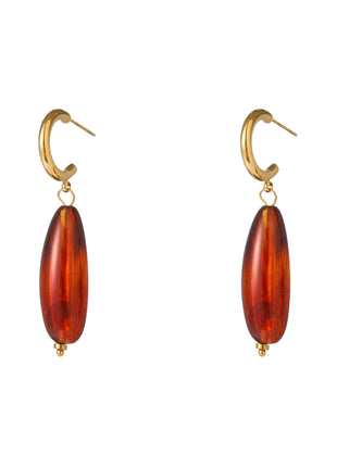Brown Oval Dangle - E66043-2 - 14K + Brown
