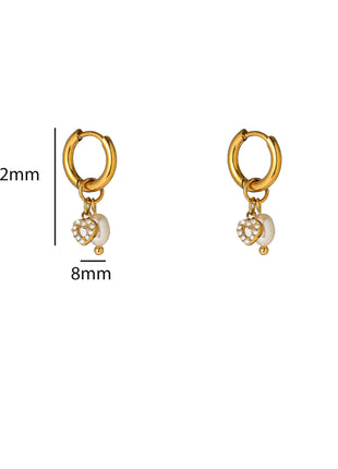 Pearl + Heart Hoop - E66465-2 - 14K