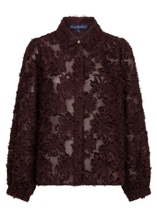 Red Button Blouse Fringes Burgundy