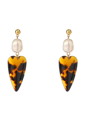 Resin Heart Dangle - E66047-2 - 14K + Brown