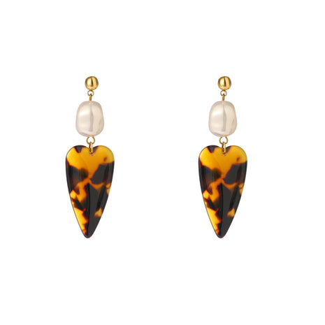 Resin Heart Dangle - E66047-2 - 14K + Brown