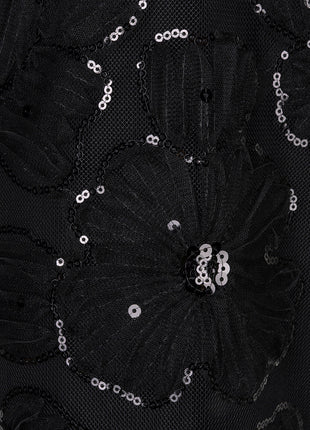 Trui Flower mesh sleeve W26.05709 Black - Esqualo