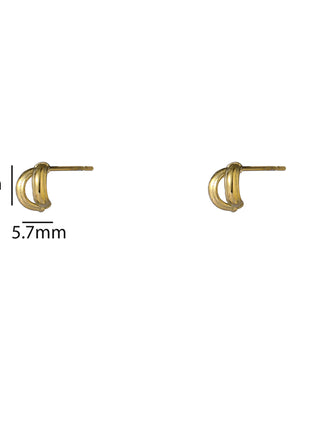 Subtle Double Line Stud - E66183-2 - 14K
