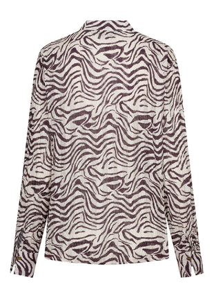 Red Button Blouse Zebra Burgundy