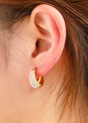Pearly Drop Hoop - E61521-2 - 14K