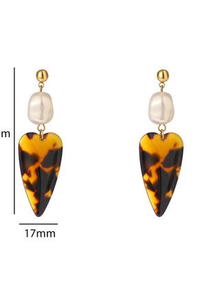 Resin Heart Dangle - E66047-2 - 14K + Brown