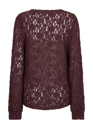 Red Button Top Lace Burgundy