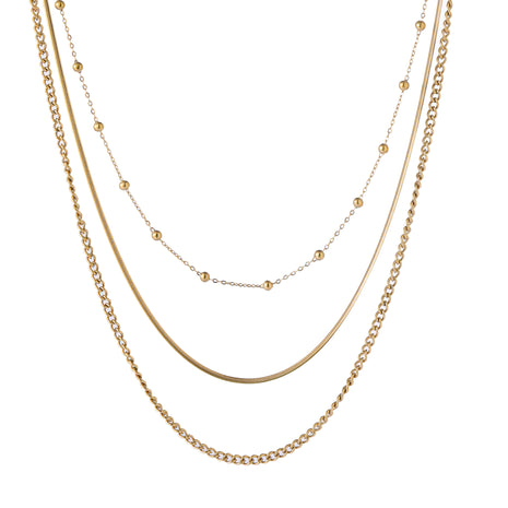 Long Triple Balls Necklace - N66426-2 - 14K