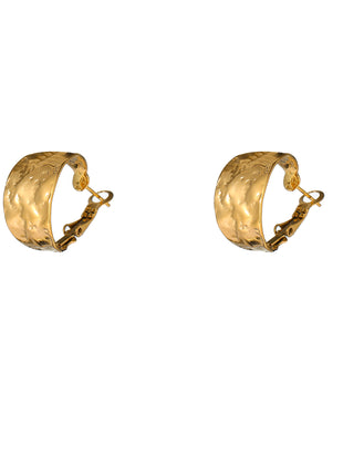 Thin Hammered Hoop - 18mm - E66237-2 - 14K