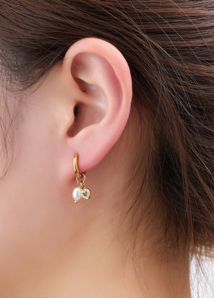 Pearl + Heart Hoop - E66465-2 - 14K