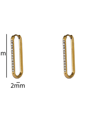 Fine Stones Long Hoop - E66206-2 - 14K