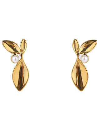 Pearly Half Lily Stud - E66054-2 - 14K