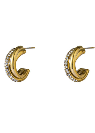 Crossed Lines Hoop - E66209-2 - 14K