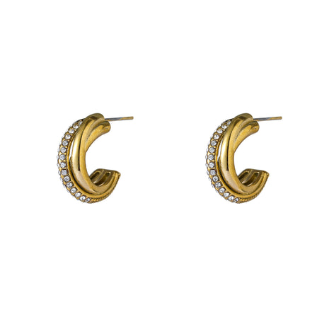 Crossed Lines Hoop - E66209-2 - 14K