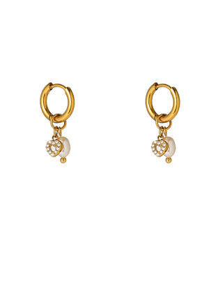 Pearl + Heart Hoop - E66465-2 - 14K