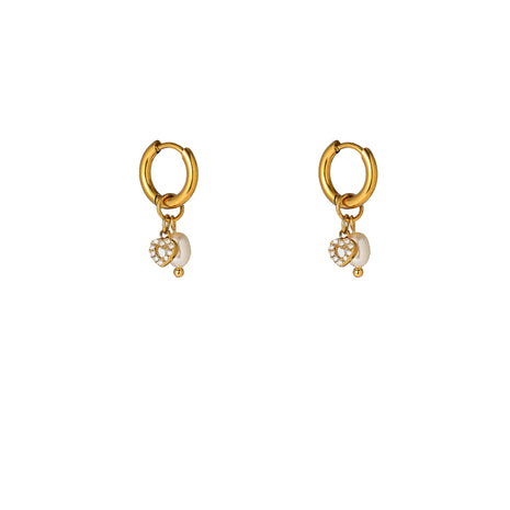 Pearl + Heart Hoop - E66465-2 - 14K