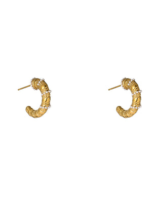 Bold Pearly Hoop - E66090-2 - 14K