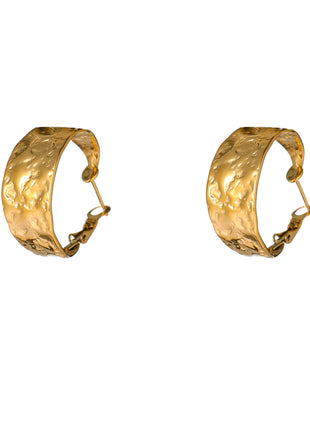Thin Hammered Hoop - 25mm - E66238-2 - 14K
