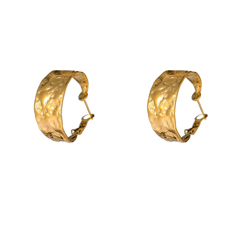 Thin Hammered Hoop - 25mm - E66238-2 - 14K