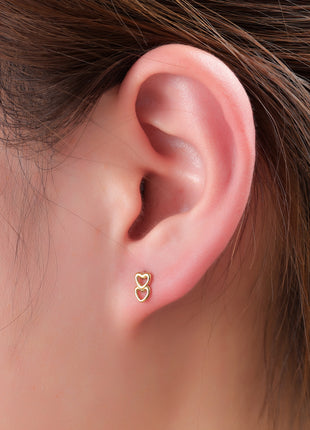 Double Heart Stud - E66170-2 - 14K
