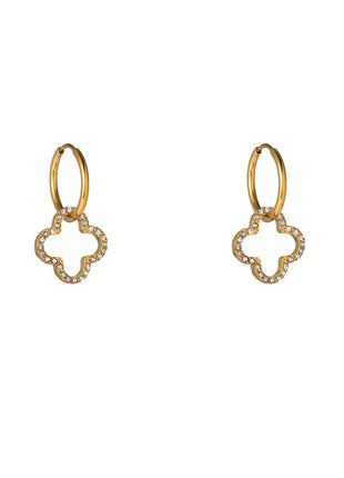 Sparkle Clover Hoop - E66287-2 - 14K