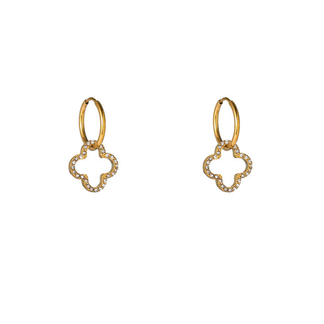 Sparkle Clover Hoop - E66287-2 - 14K