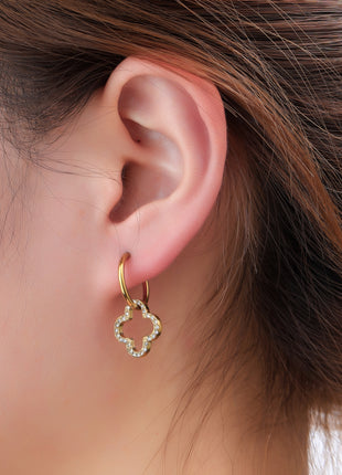 Sparkle Clover Hoop - E66287-2 - 14K