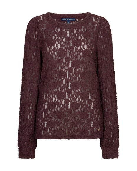 Red Button Top Lace Burgundy