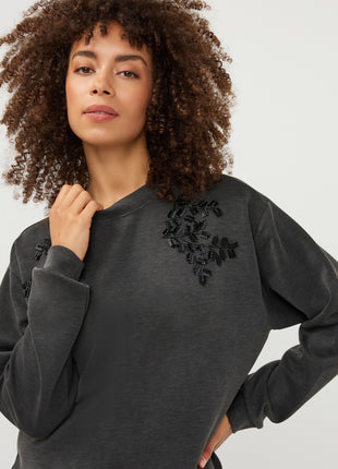 Trui Embellishment modal W26.05705 Charcoal - Esqualo