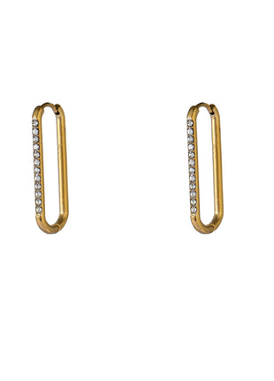Fine Stones Long Hoop - E66206-2 - 14K